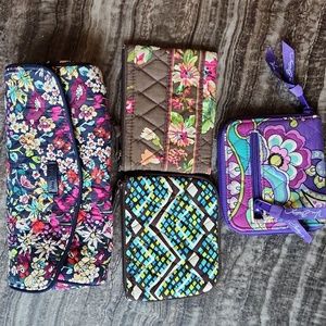 Vera Bradley 4 piece mixed lot coin purses, wallet, cosmetic case
